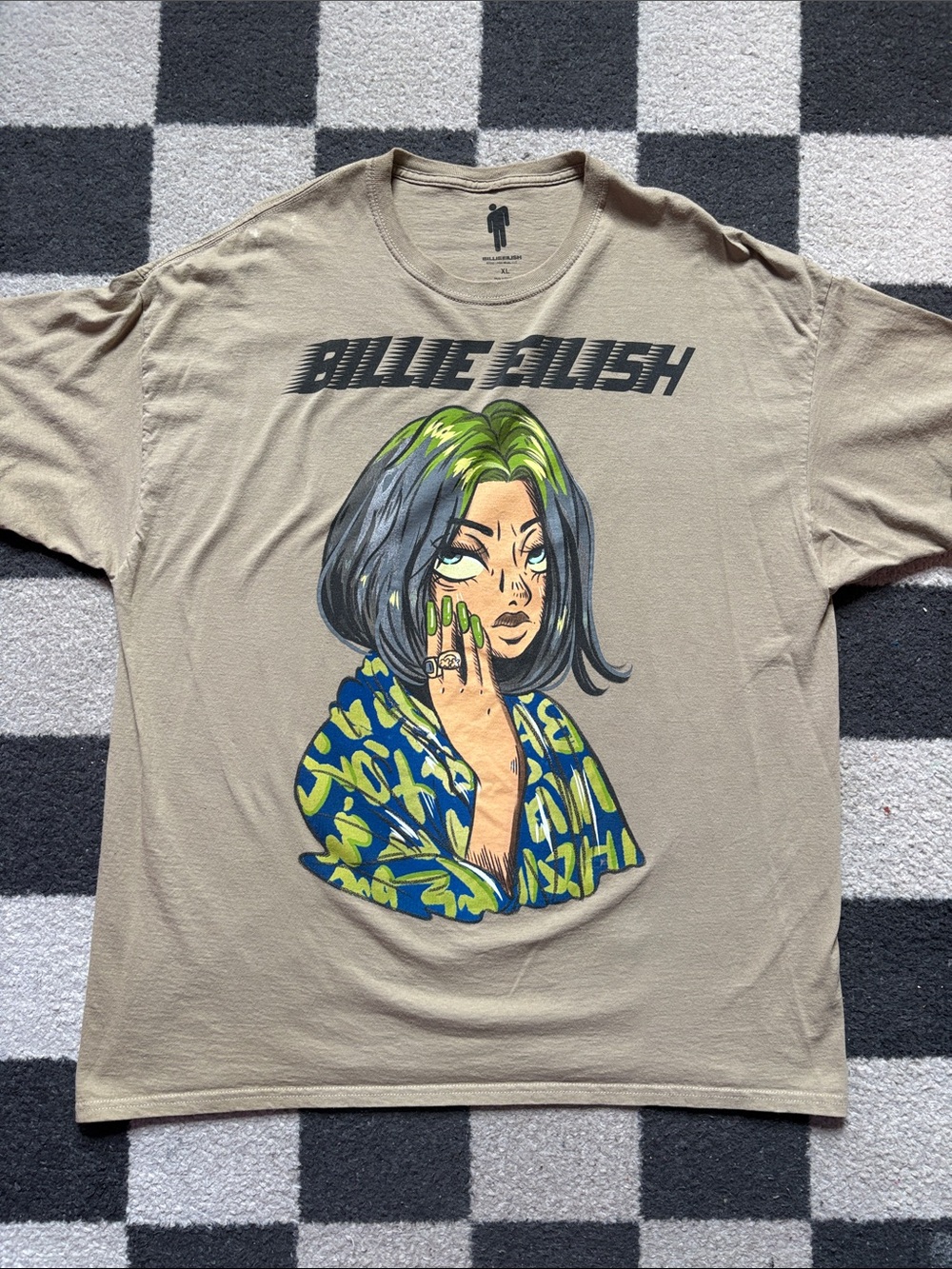 Billie Eilish neon green portrait tshirt
